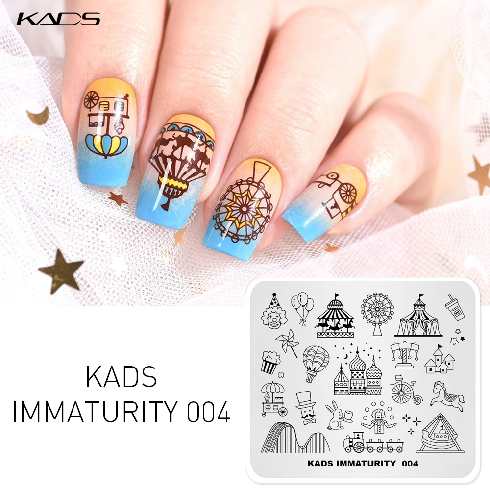 KADS IMM штамповки ногтей пластины Stamper скребок шаблон для милые цветы животное