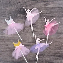 3 pcs lot ballet girl dress birthday cake topper cupcake decoration baby shower kids birthday party