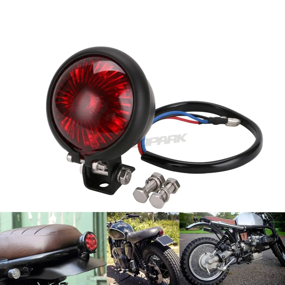 L/ámpara LED de 12 V color rojo ajustable para caf/é Racer estilo Stop Tail Light Motos Moto Freno Trasero L/ámpara para Chopper Bobber Kamenda