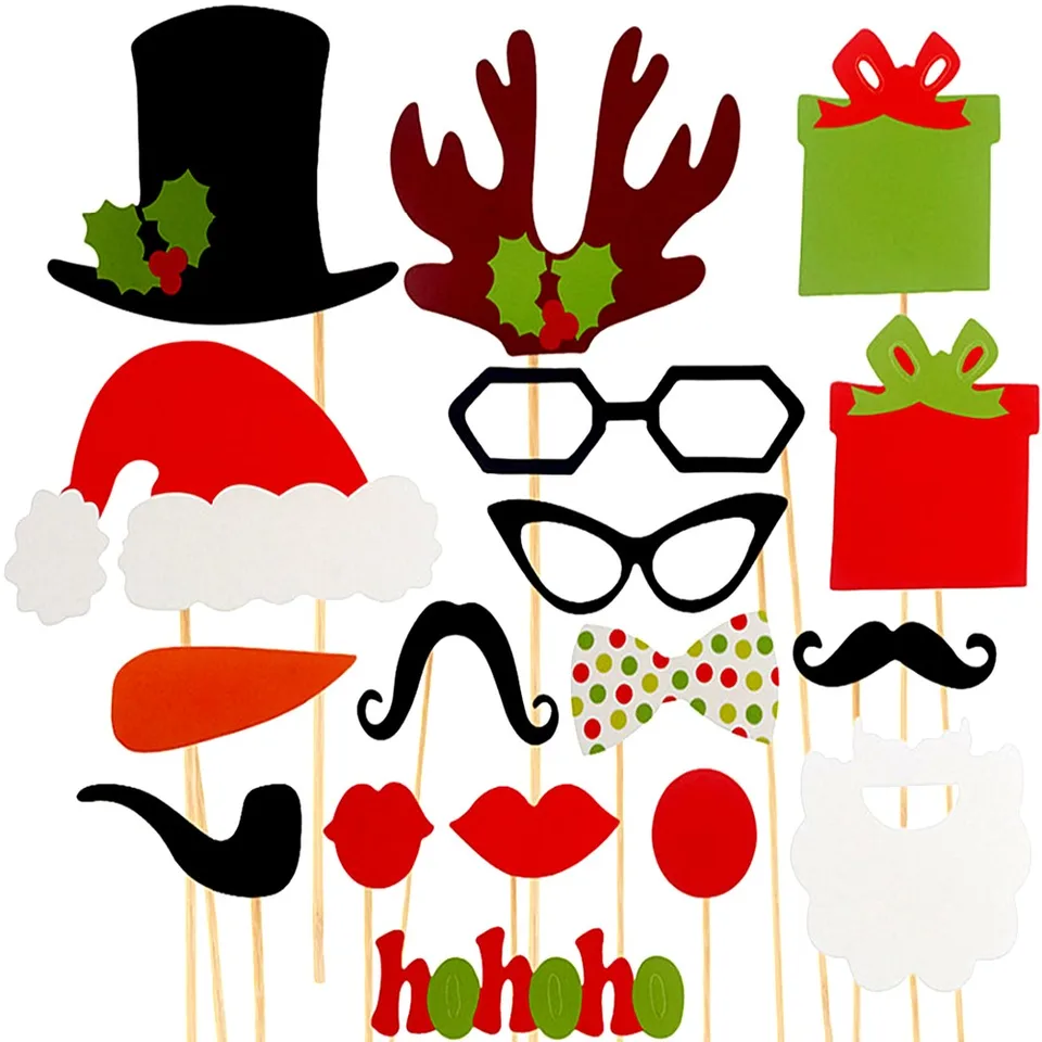 17pcs Set Diy Christmas Decoration Funny Photo Booth Props Glasses Mustache Lip On Sticks Party Supplies Photobooth Lips Lip Lips Glasseslip Decoration Aliexpress