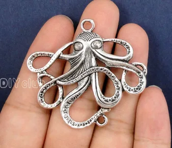 

15pcs-Antique Tibetan Silver Large Octopus Connector Charms 49x44mm