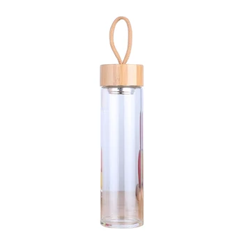 380ml 450ml High Quality Glass Water Bottles Bamboo Lid With Rope Drink Bottled For Beverages Outdoor Brief Portable Tea bottle 6
