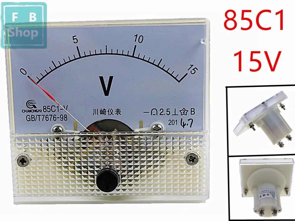 1PCS 85C1 15V Analogue DC Voltage Needle Panel Meter Voltmeter | Инструменты