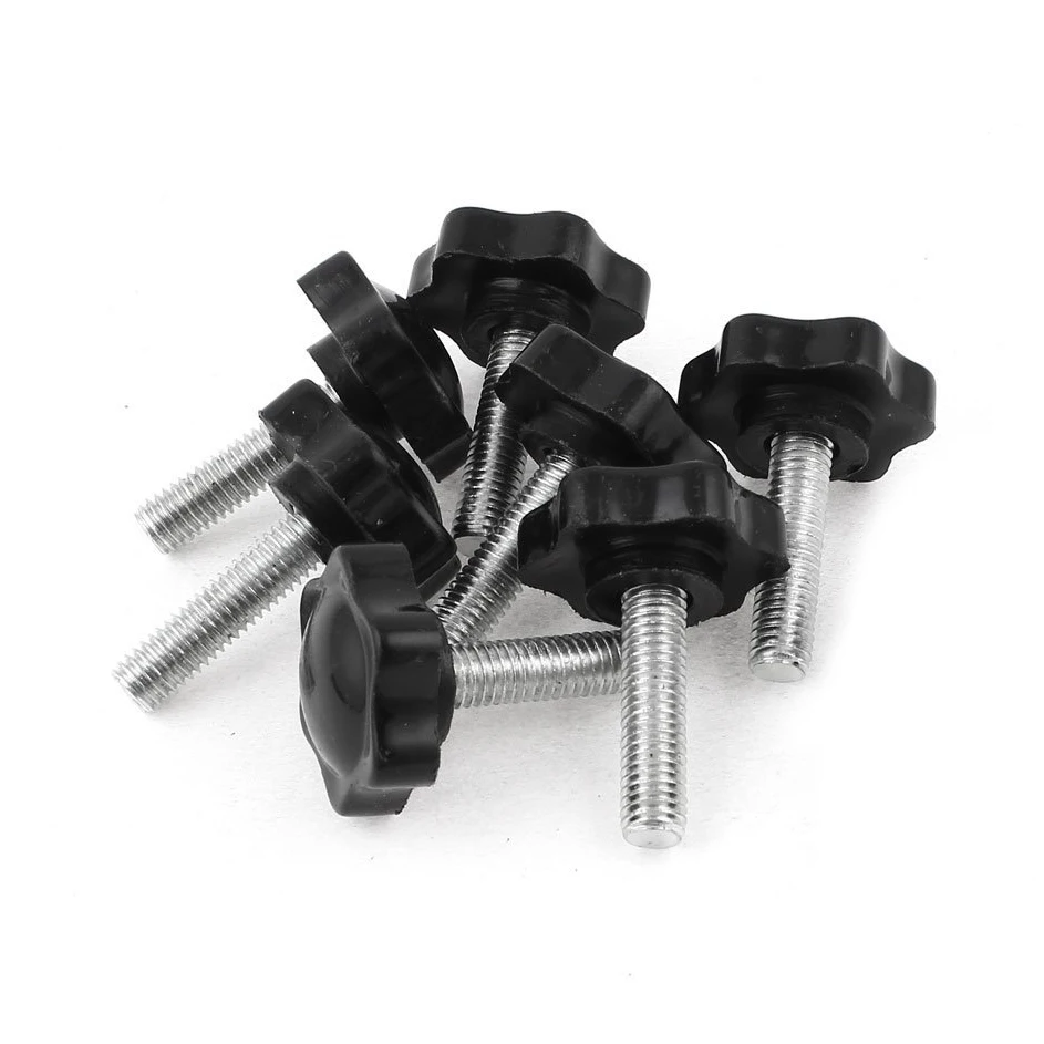 

8 Pcs Black Spare Part M8 x 30mm Male Threaded Knurled Grip Star Knob