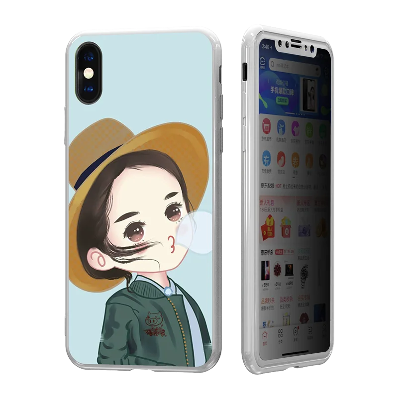 IPhone X phone case Ceramic Feel Tempered Glass Back Panel Case TPU