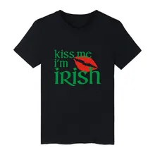 White Cotton Kiss me I’m irish Tshirt ood looking and Durable Men/Women Fashion T-shirt Street Wear with High quality