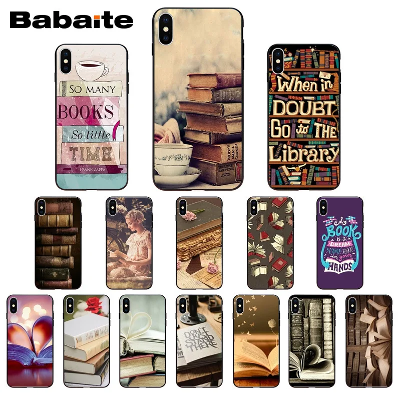 Books Pile Library Reading TPU black Phone Case Cover