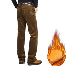 Зимние новые мужские повседневные тренировочные штаны, брендовые бархатные плотные вельветовые штаны, флисовые Стрейчевые Слаксы с высокой талией, Свободные теплые мужские брюки