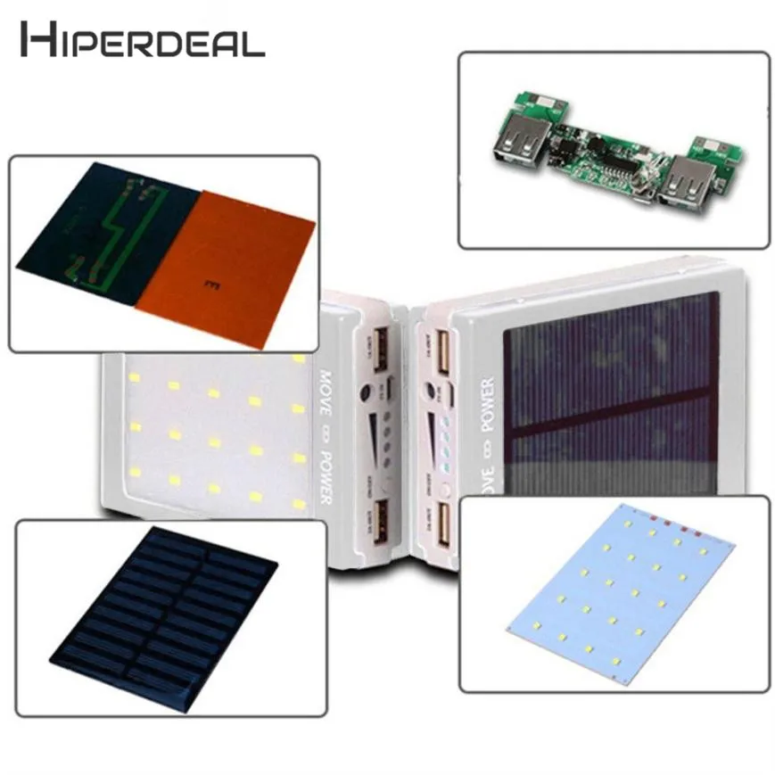 HIPERDEAL Солнечный светодиодный портативный внешний аккумулятор с двумя usb-портами 5x18650, Внешнее зарядное устройство, Чехол DIY Box, 18Jan25, Прямая поставка F