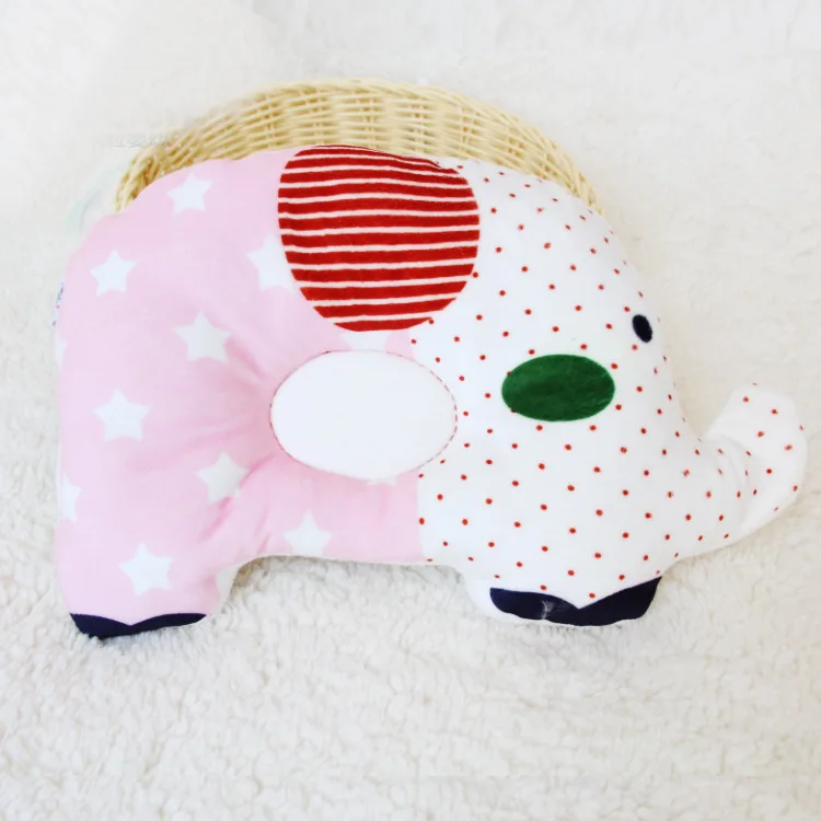 Хлопковая детская подушка в Корейском стиле, детская подушка с рисунком маленького слона, защитная подушка в форме головы для новорожденных - Цвет: Розовый