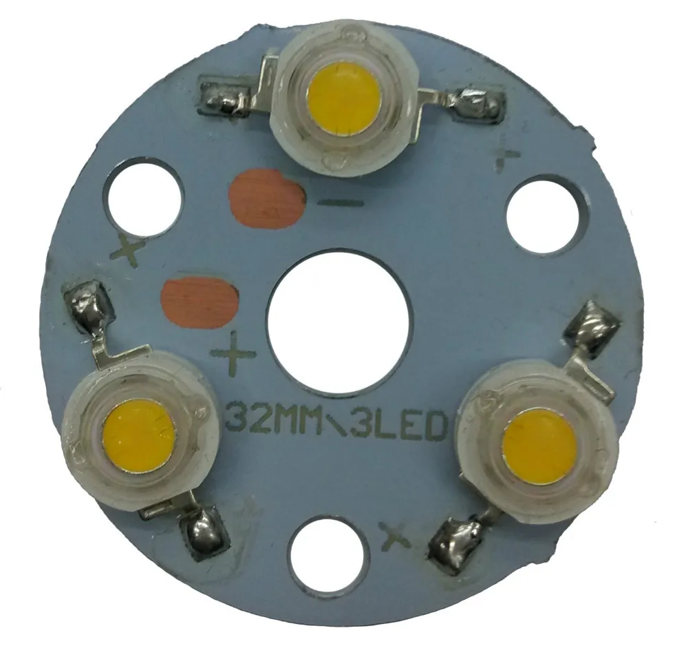 10 шт./лот 3 Вт 3*1 Высокая мощность теплый белый светодиод 330LM 32 мм PCB Star Platine радиатор