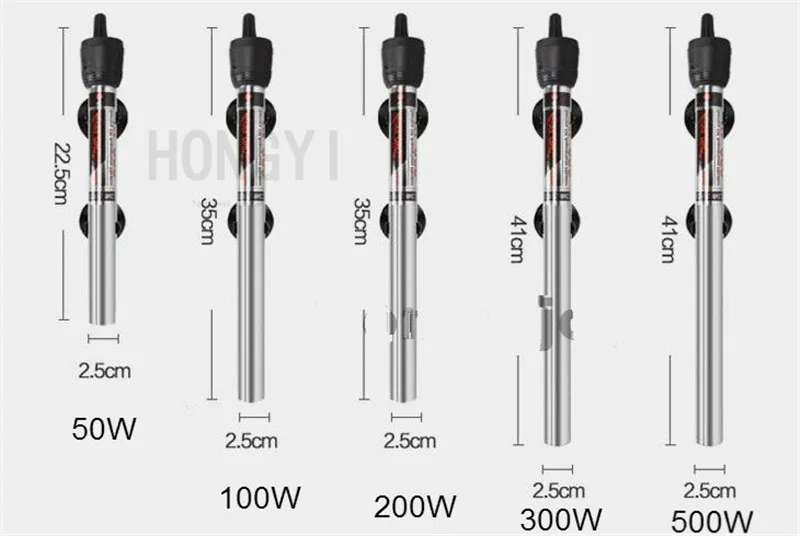 HONGYI/1 шт. 50/100/200/300/500 Вт нагреватель для воды из нержавеющей стали мини Регулируемый нагревательный стержень аквариума контроля температуры