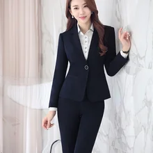 Осень-зима года формальные единые Дизайн Профессиональный Бизнес Костюмы с Куртки и Брюки для девочек дамы Мотобрюки Наборы для ухода за кожей Пиджаки для женщин