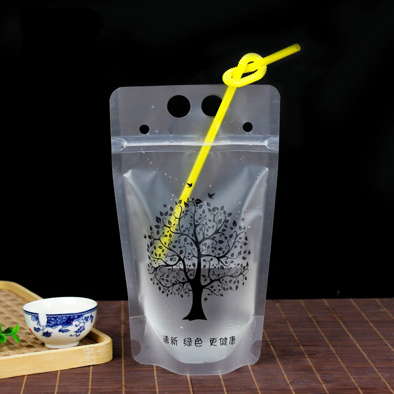 

Hot 10pcs Tree Selfsealed Plastic Beverage Bags DIY Drink Container Packages Fruit Juice Storage Bag Disposable party supplies