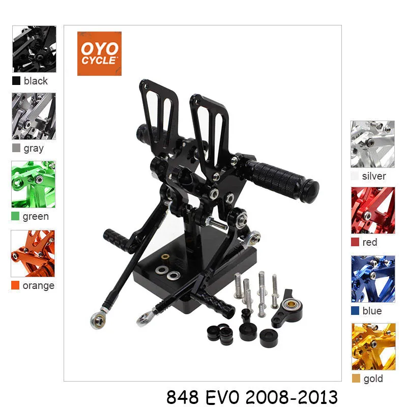 

CNC Adjustable Rearsets Foot Rest Foot Pegs Foot Rests For Ducati 848 EV0 2008 2009 2010 2011 2012 2013