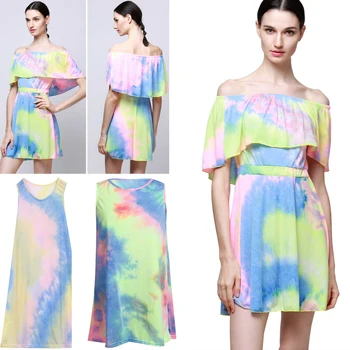 

Women Summer Sleeveless Painted Dress Ladies Boho Casual Short Mini Dresses Holiday Street Beach Dress Sundress