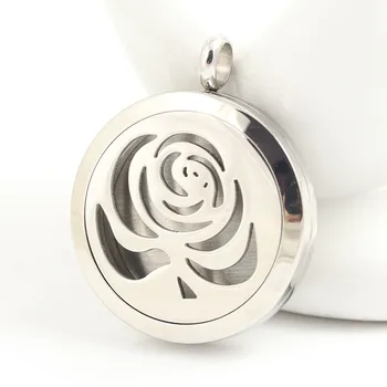 

Stainless Steel flower shape Essential Oil Diffuser Perfume Locket Pendant Necklace