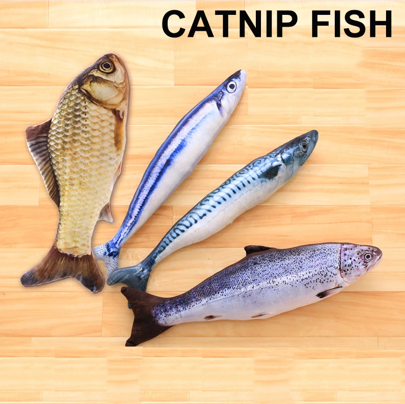 Plush Creative 3D Carp Fish Shape Cat Toy Gift Cute Simulation Fish Playing Toy For Pet Gifts Catnip Fish Stuffed Pillow Doll 20