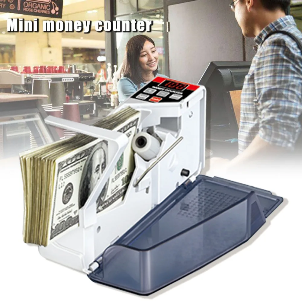 

Mini Portable Bill Cash Money Currency Counter With LED Display Handy Machine Financial Equipment EU US Plug