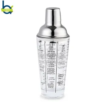 

OBR 400ml Cocktail Shaker with Measurement Stainless Steel+Glass Mixer Bartender Bottle Wine Beer Shaker KTV Party Bar Tools