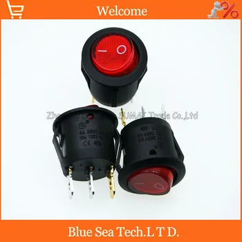 

3 Pin LUMINATED Round Rocker Switch,Red light button switch for Power,car etc.10A/125VAC,6A /250VAC,Dia:20mm
