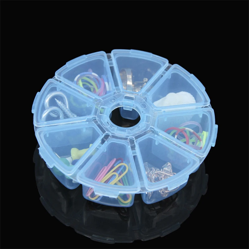 8 Grids Round Storage Box Case craft Pearl Jewelry Bead Screw shaped drill Rhinestone Organizer Container DIY