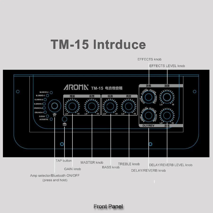 Арома TM-15A электрогитара Усилитель 15 Вт портативный усилитель с микрофоном Интерфейс Встроенный перезаряжаемый аккумулятор и Bluetooth