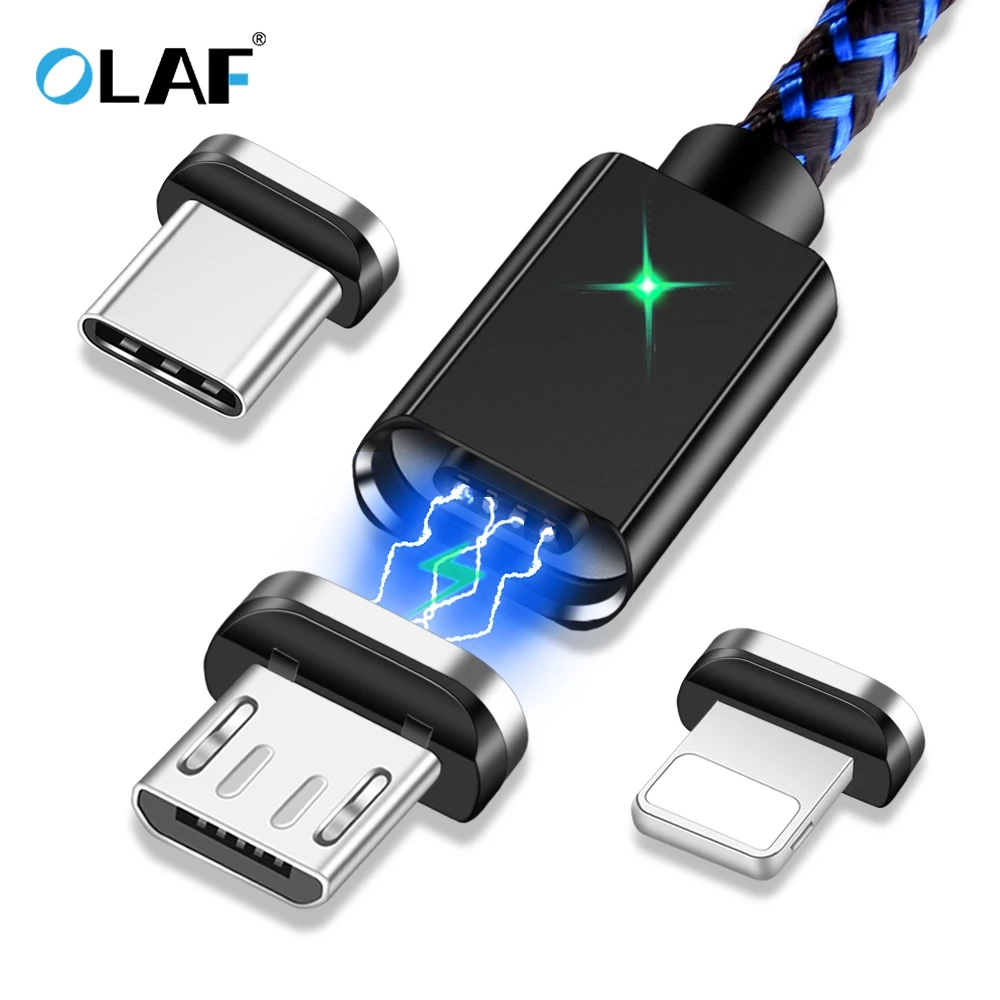 OLAF Magnetic Charger USB Data Cable For iPhone Micro USB Type C Mobile Phone Fast Chargeing Magnet Charger USB Cable 3 Plug OLAF Magnetic Charger USB Data Cable For iPhone Micro USB Type C Mobile Phone Fast Chargeing Magnet Charger USB Cable 3 Plug