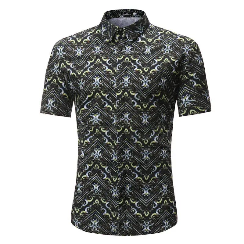 Гавайская рубашка мужская мужской Повседневное masculina печатных Пляжные рубашки короткий рукав модный бренд SizeM-3XL - Цвет: s126