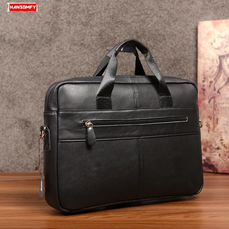 

2019 men leather computer bag handbag first layer cowhide cross section business briefcase tide laptop shoulder messenger bag
