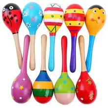 Цветной деревянный Маракас, деревянные погремушки, детский музыкальный инструмент, погремушка, шейкер, вечерние, для детей, шейкер, игрушка, случайный цвет