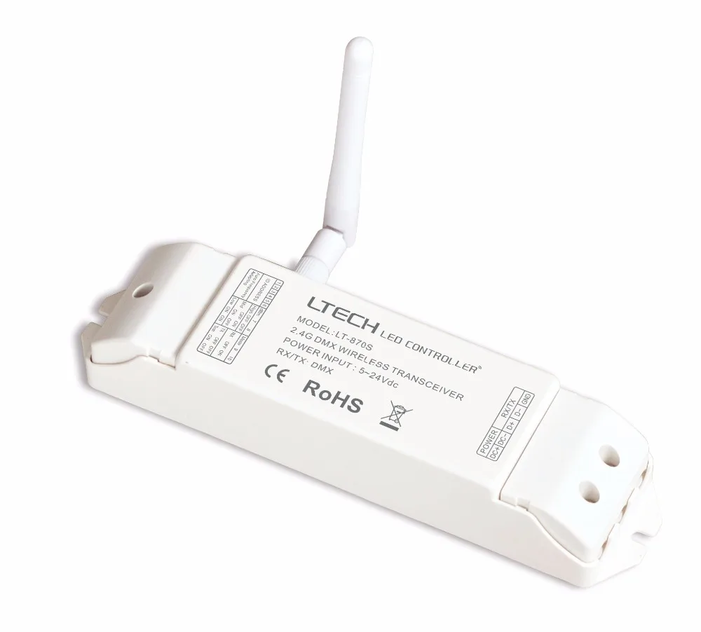 

LT-870S;2.4G wireless DMX512 transceiver;DMX512 signal input;DMX512 signal output;supports point-to-point, point to multi- poi