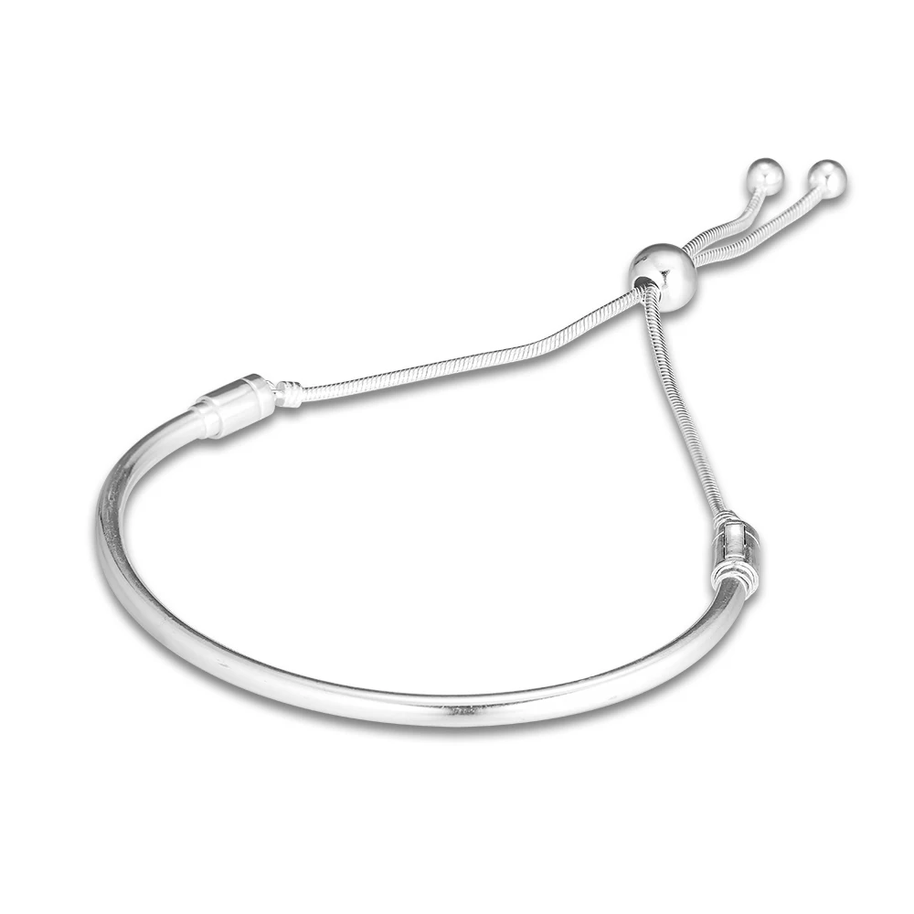 

CKK Bracelets Bangles Moments Silver Sliding Bangle Original 925 Sterling Silver brazalete mujer jonc bracelet femme pulseira
