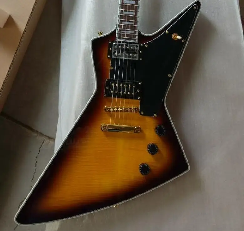 

Starshine Cutom Shop Explorer Electric Guitar Figured Top With binding Gold Hardware Sunburst