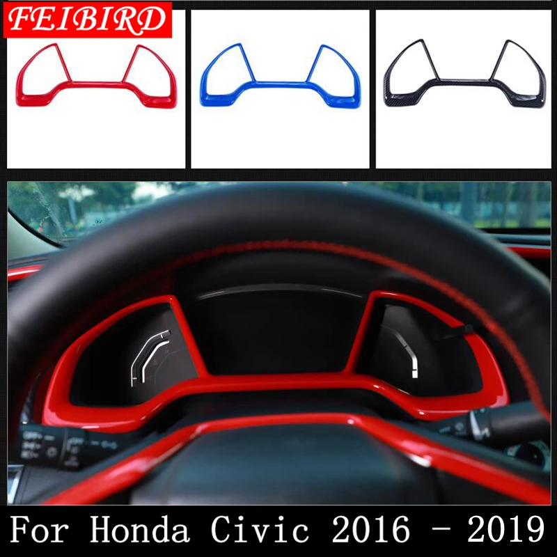 Us 18 96 40 Off Interior For Honda Civic 2016 2017 2018 2019 Abs Dashboard Instrument Gauge Frame Molding Garnish Frame Cover Trim In Interior