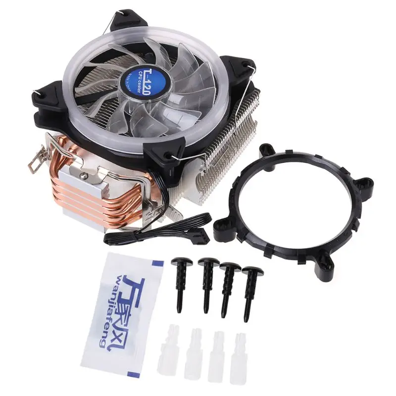 

Cooling Fan CPU Cooler Computer Processor Lighting Radiator Dual Tower 4 Heat Pipes for Intel and AMD