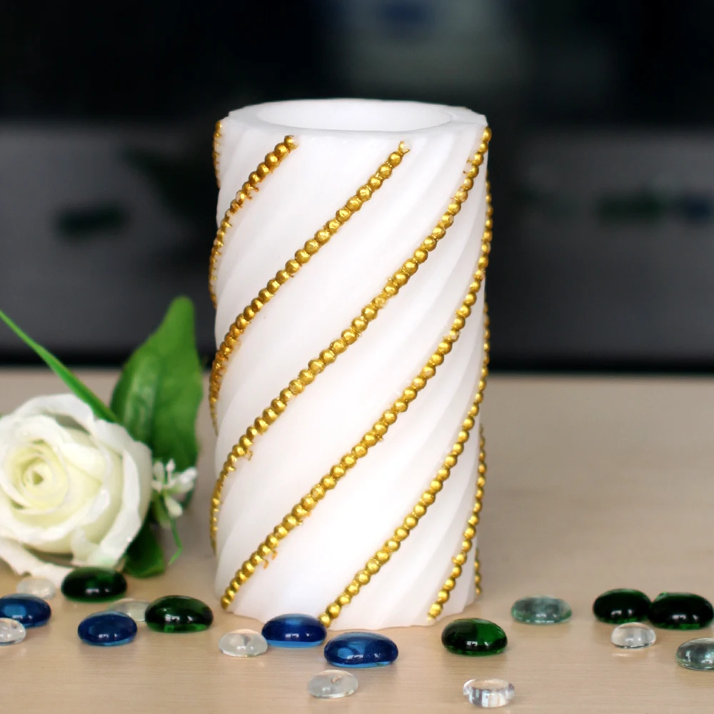 DFL 3X6 Inch Flameless Real Wax Pillar electronic Led Candle With Timer