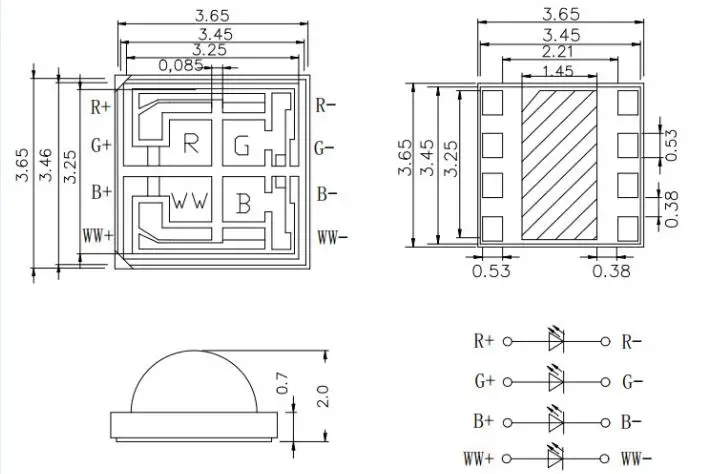 Микс светодио дный 2 вида высокой мощности Вт 4 W smd 3535 rgbw светодиодный Диод