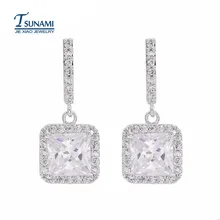 Роскошные микро квадратные циркониевые серьги из кубического циркония четыре цвета женских сережек, подарок девушки