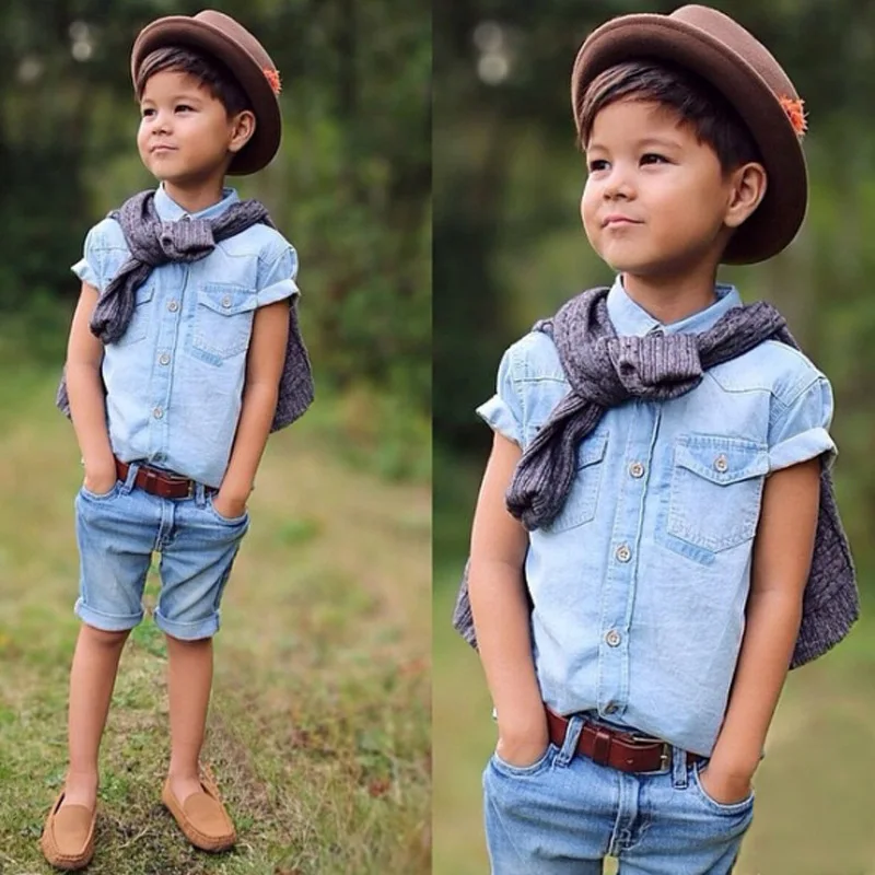 

2016 new fashion boys sets jeans shirts and pants kids clothes summer style boys clothes kids clothing free shipping