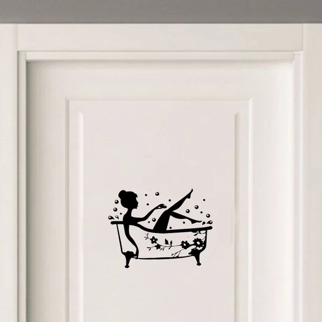 Bathroom Art Decal Bath Time Vinyl Door Sticker Creative Home