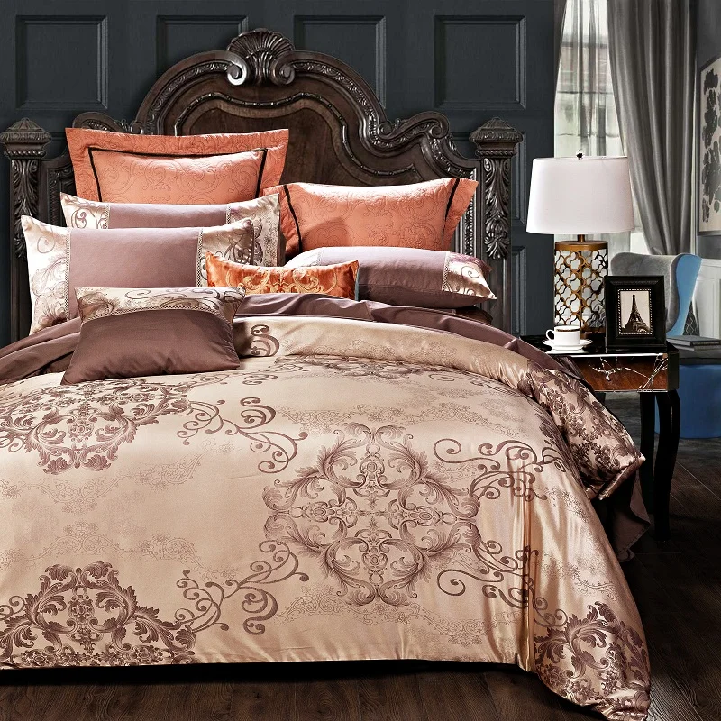 Buy Bedding Set Jacquard Silk Cotton Series King Queen Size 4pcs