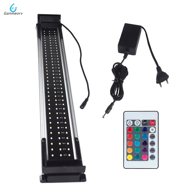 

60-80cm RGB Aquarium LED Lighting Fish Tank Light Lamp with Extendable Brackets remote control 108pcs LEDs Fits for Aquarium