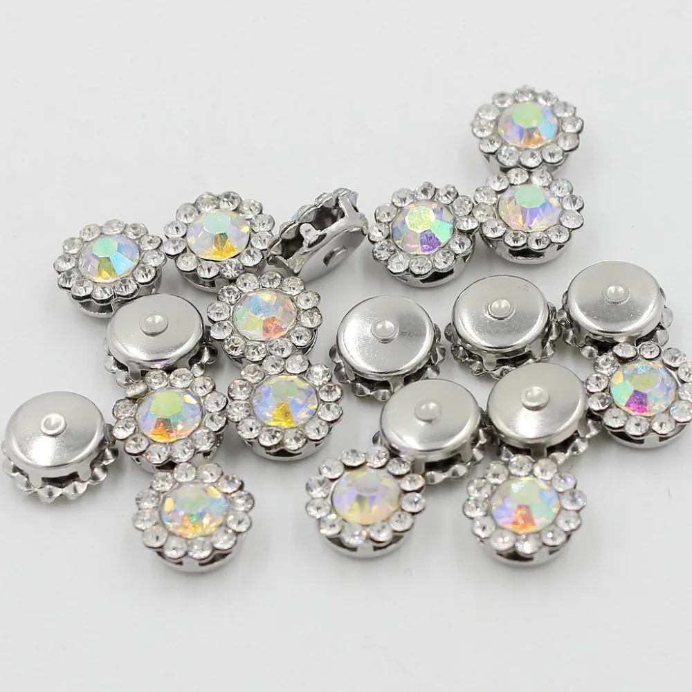 

Siz 9.4mm 50pcs Sunflower Claw Drill Multi Color 6 Holes Hand Sewing Plum Claw Drill DIY Jewelry Clothing Button Accessories