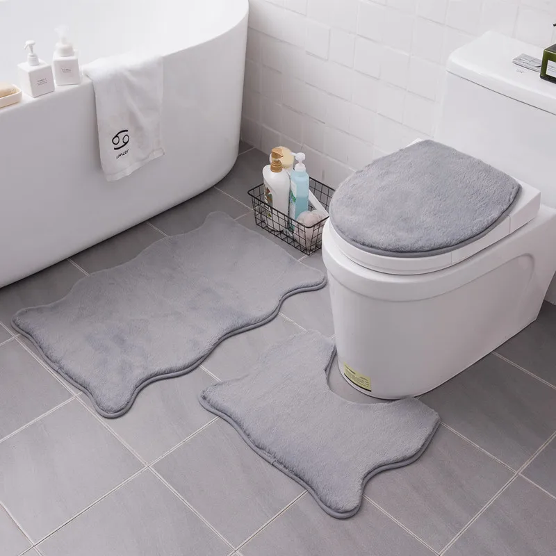 

3Pcs/set Bathroom Mat Set Flannel Anti-Slip Kitchen Bath Mat Carpet Bathroom Toliet Rug Washable Tapete Banheiro