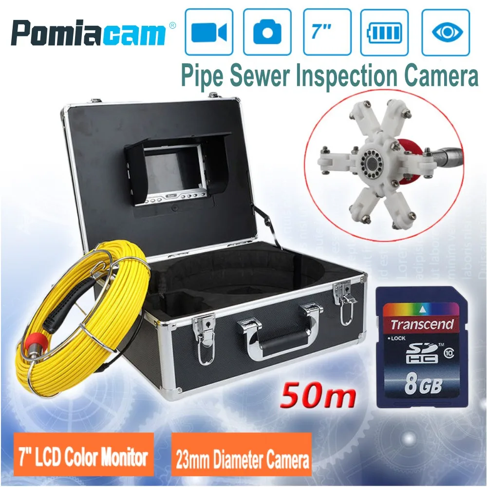 7 &quotTFT монитор Snake Video Камера 7D1 50 м эндоскоп промышленный конвейер 23 мм