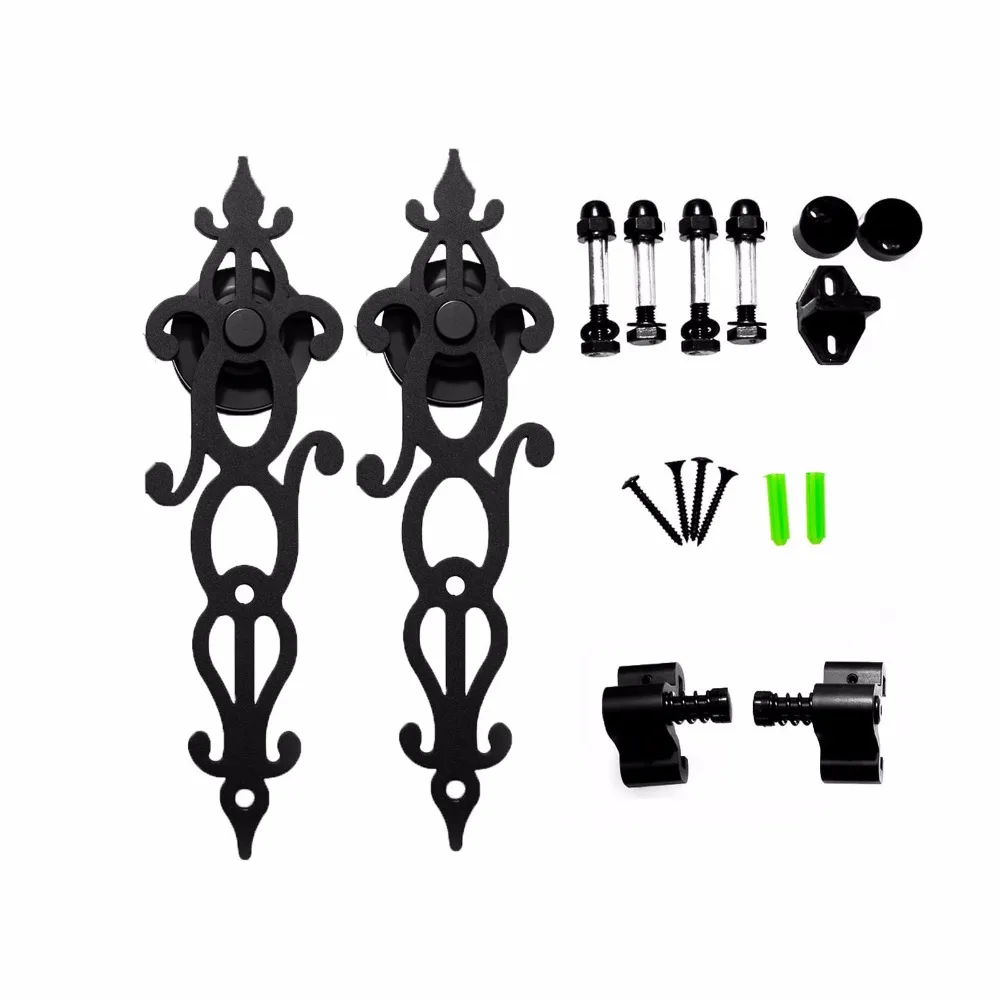LWZH Black Antique Style Sliding Barn Wood Door font b Closet b font Hardware Track Kit