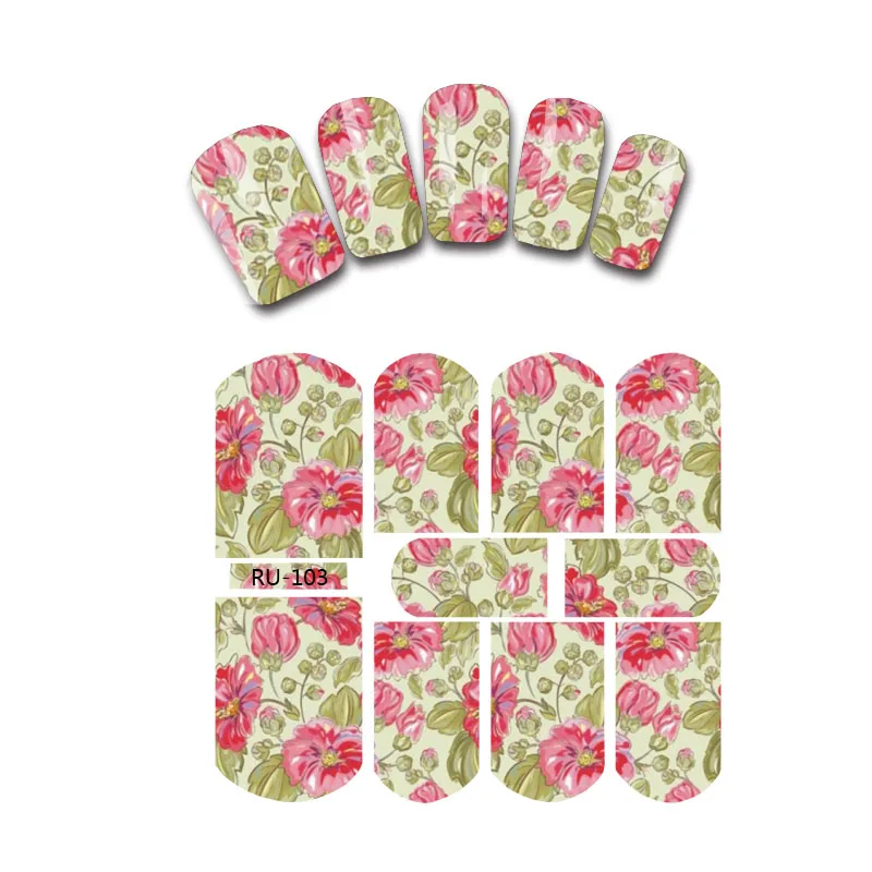 

UPRETTEGO NAIL ART BEAUTY WATER DECAL SLIDER NAIL STICKER FLOWER VINE SUN GLASS ROSE KISS RU103-108