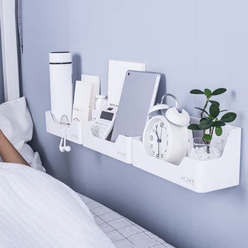 

Bedside Shelf Plastic Wall Mounted Storage Organizer Rack for Dorm Home HG99