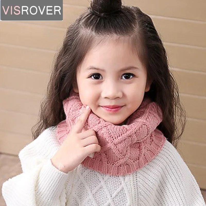 PINK VISROVER/вязаный шарф-снуд для мальчиков и девочек, шарф-снуд для маленьких детей, кашемировые шарфы с кольцом и круглым вырезом, теплые шарфы, шейный платок - Цвет: PINK